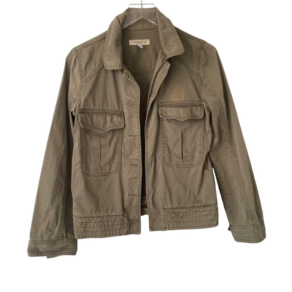 SEE BY CHLOE ARMY GREEN JACKET SIZE US 8- DAMAGED